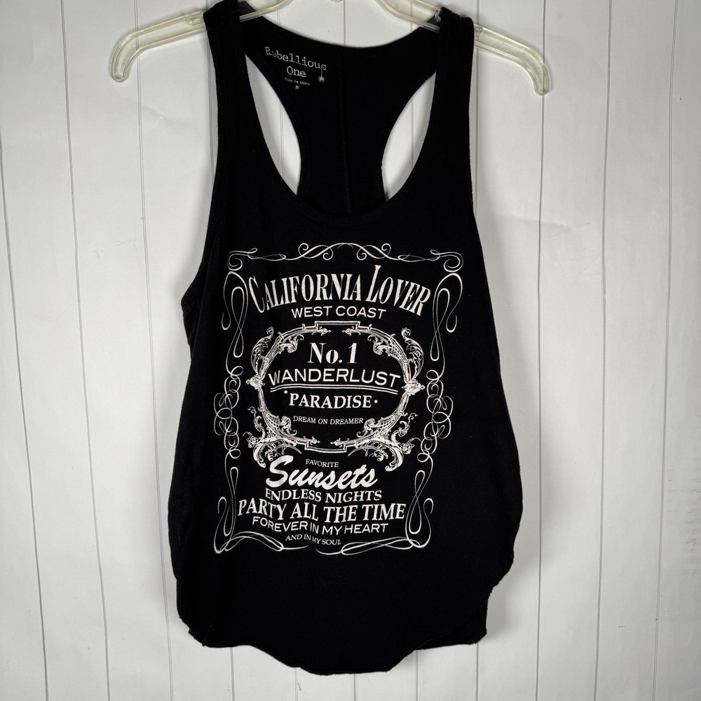 Cali Western Graphic Print Tank Top Black Cotton Grunge Trucker Festival JRs M